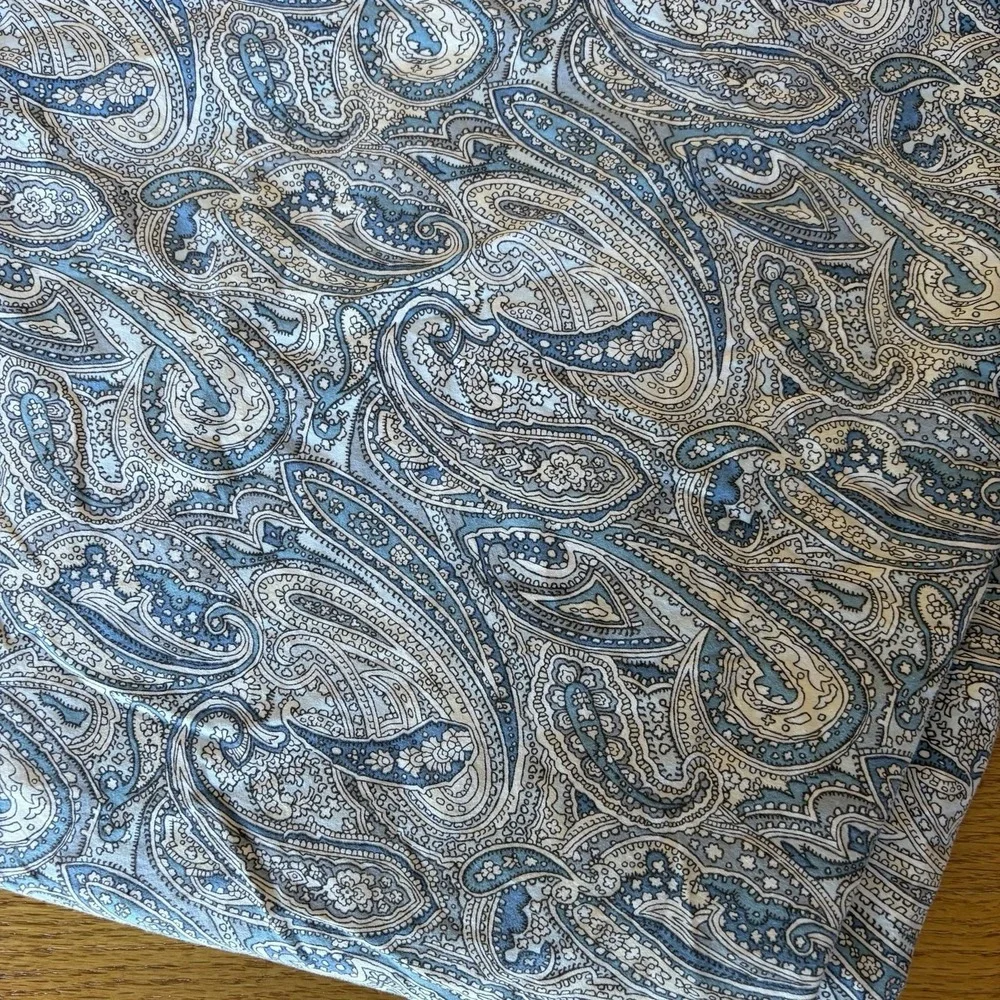 Lauren Ralph Lauren Blue White Paisley Full Flat Sheet Cotton French Country